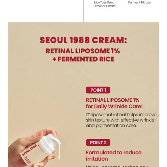 KSECRET, SEOUL 1988 Cream: Retinal Liposome 1% + Fermented Rice [50ml] - Picture 10 of 13